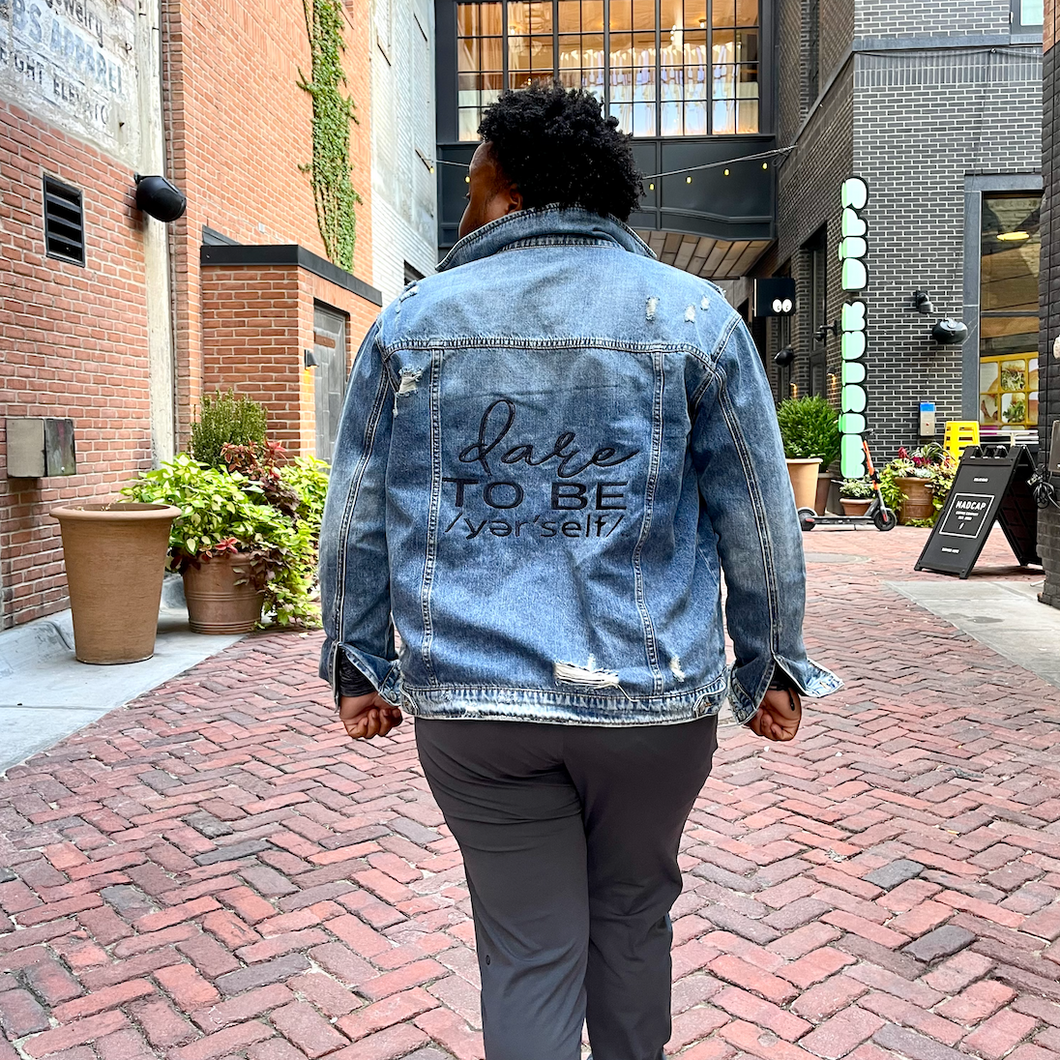 DENIM JACKET WITH EMBROIDERED DTB /YER'SELF/