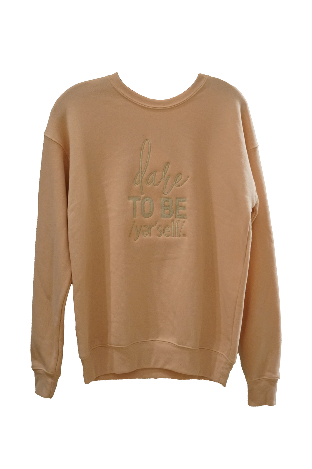 TAN CREWNECK WITH LIGHT EMBROIDERED DTB YER'SELF