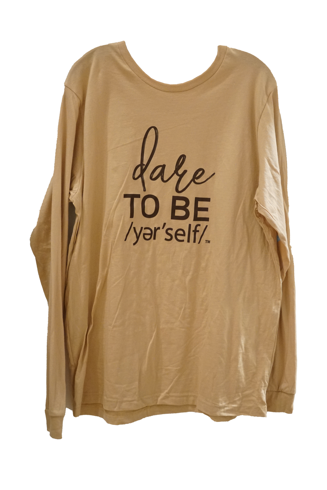 BEIGE LONG SLEEVE TEE WITH DTB YER'SELF